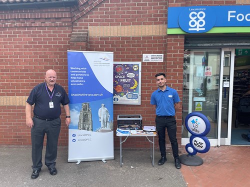 Alan with an information stand outside a Lincolnshire Co-operative Foodstore
