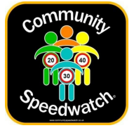 Community Speedwatch Logo features colourful images of people with speed signs as their midrif
